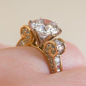 14K Gold Y2K Statement Ring with 9mm Portuguese-Cut CZ
